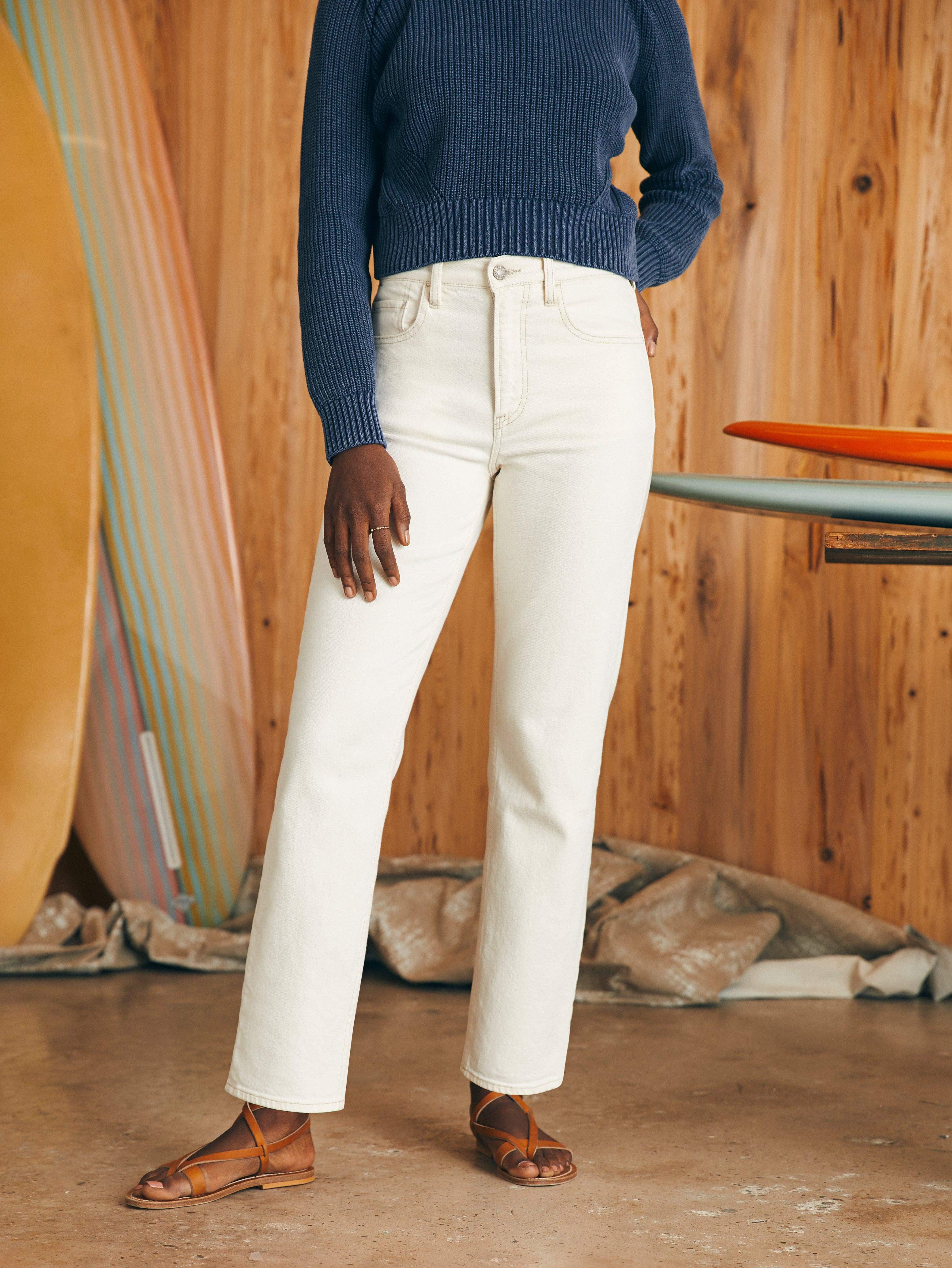 Organic Cotton Slim Straight Denim - White Dune Wash Female Product Image