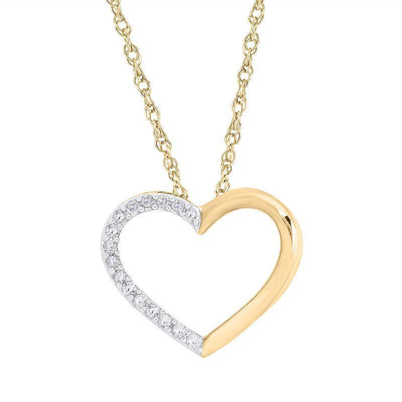 Irena Park 10K Gold 1/10 Carat T.W. Diamond Heart Pendant Necklace, Womens Product Image