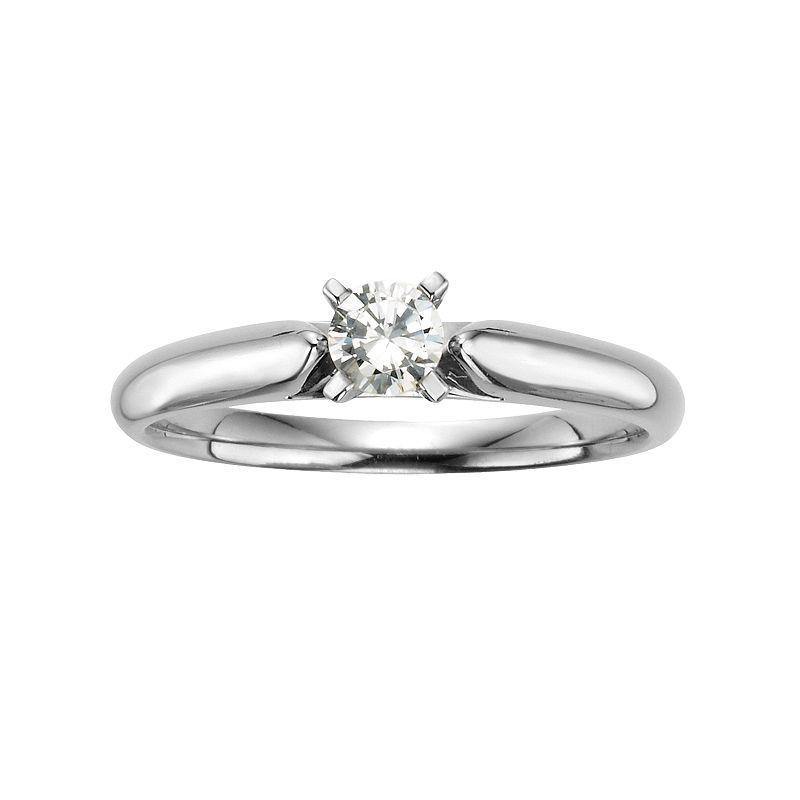 The Regal Collection Round-Cut IGL Certified Diamond Solitaire Engagement Ring in 14k White Gold (1/4 ct. T.W.), Womens Product Image