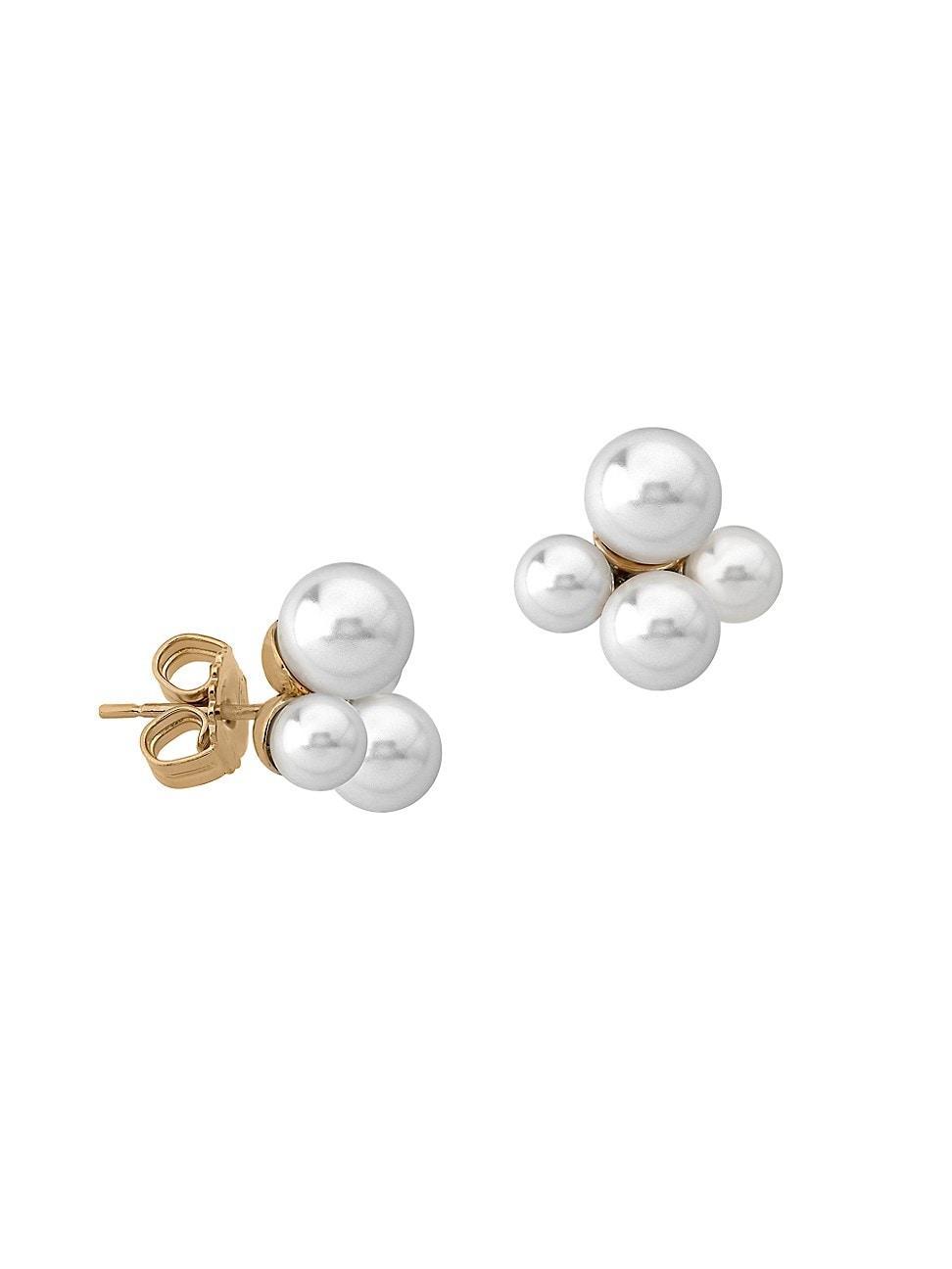 Womens Arpegio 18K Gold-Plated & 6MM Faux Pearl Stud Earrings Product Image