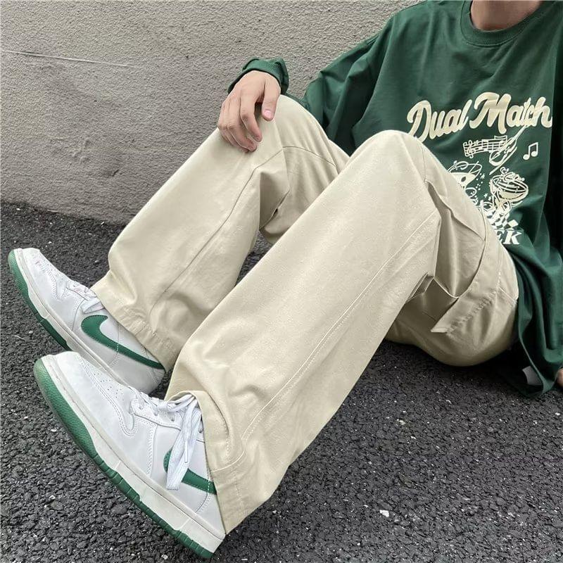 Low Rise Plain Straight Leg Cargo Pants Product Image