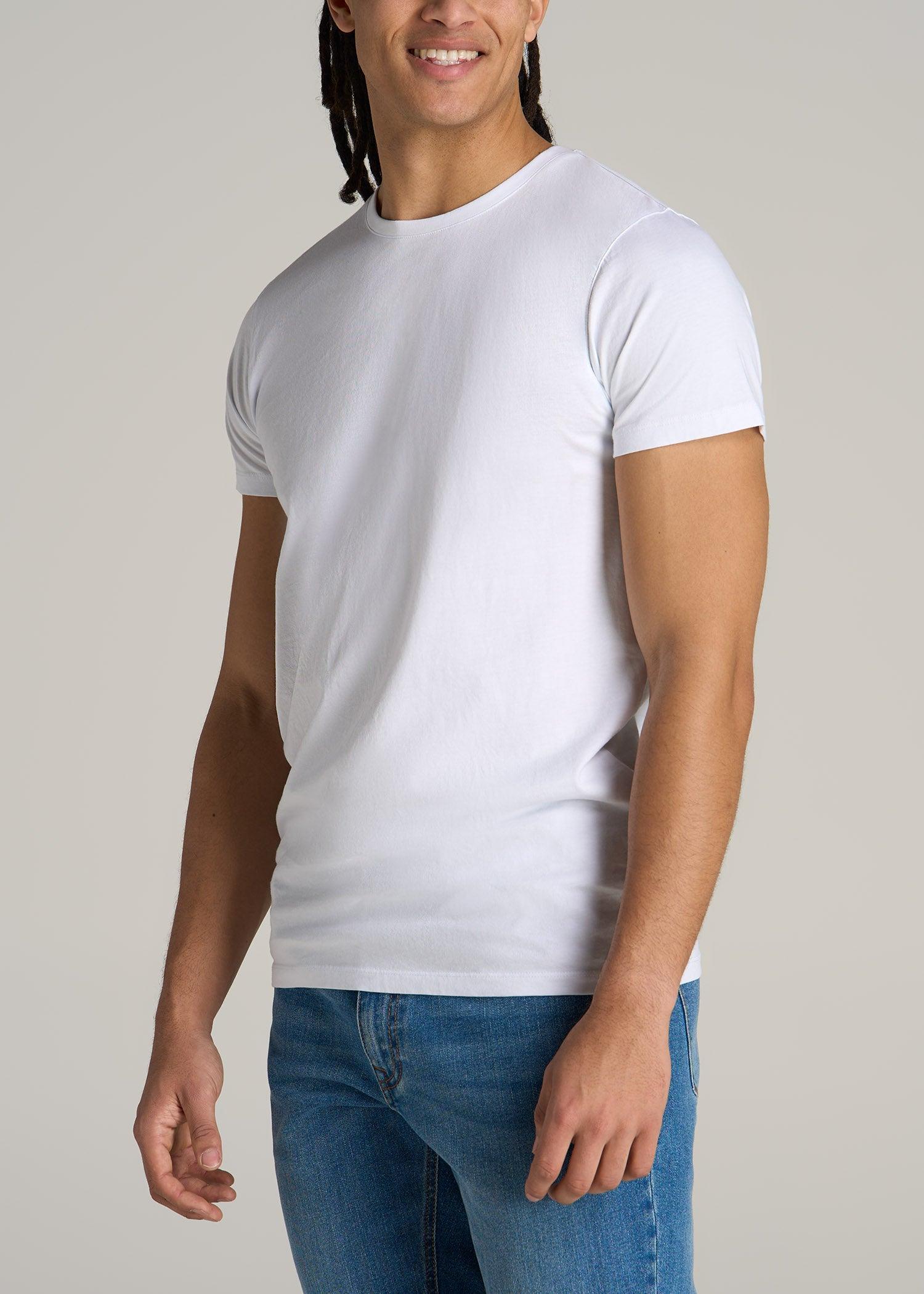 MODERN-FIT Garment Dyed Cotton Men's Tall T-Shirt in White Product Image