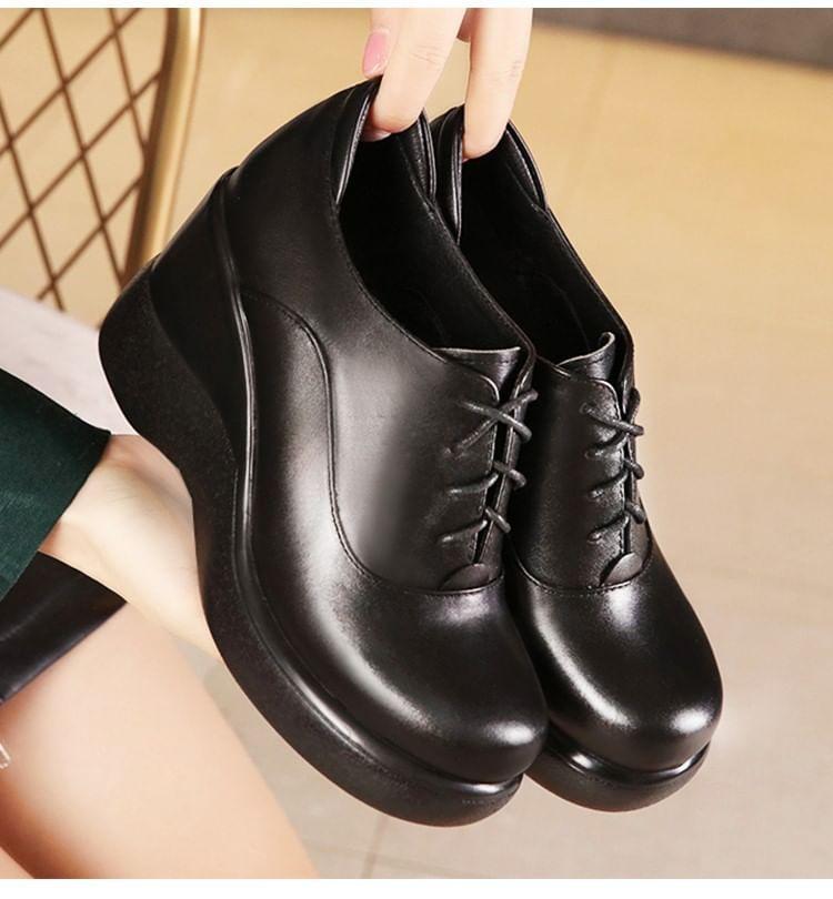 Platform Wedge Lace Up Pumps Product Image