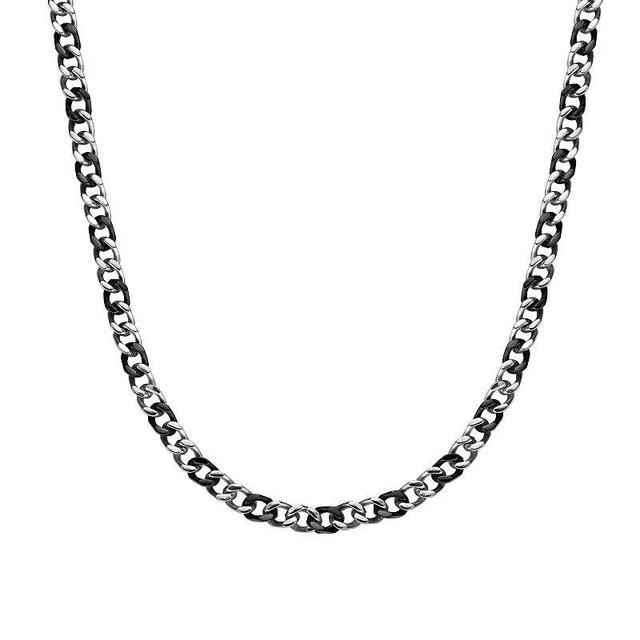 Mens LYNX Black Stainless Steel Curb Chain Necklace Two Tone Product Image