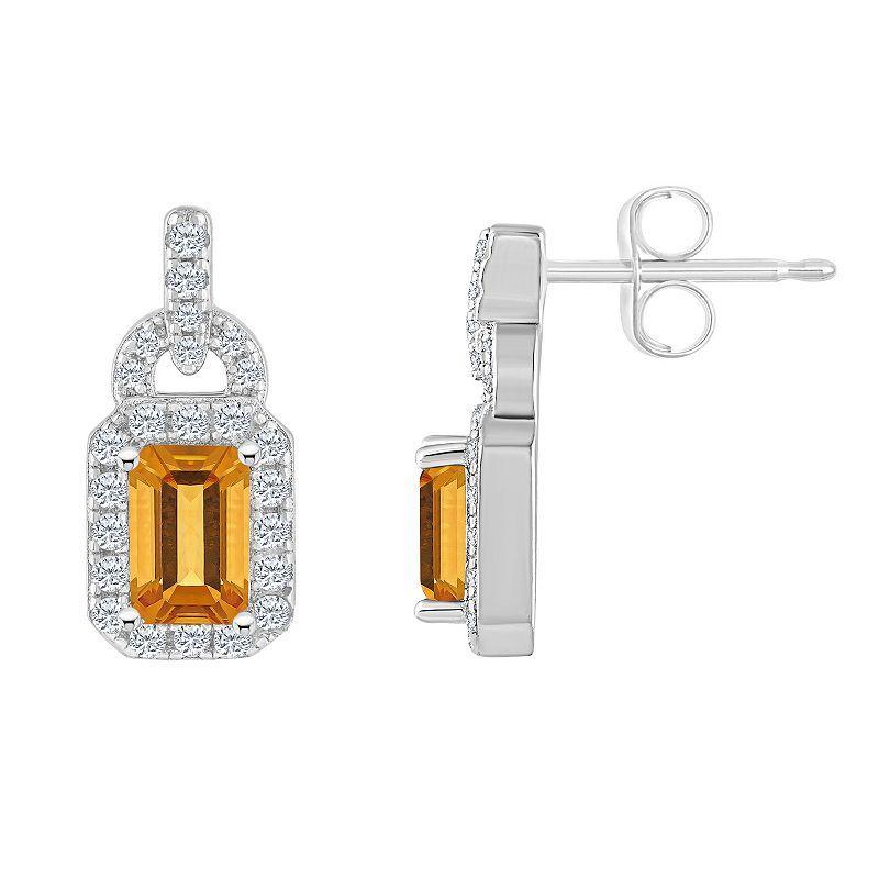 Celebration Gems Sterling Silver Citrine & White Topaz Accent Drop Earrings, Womens, Orange Product Image