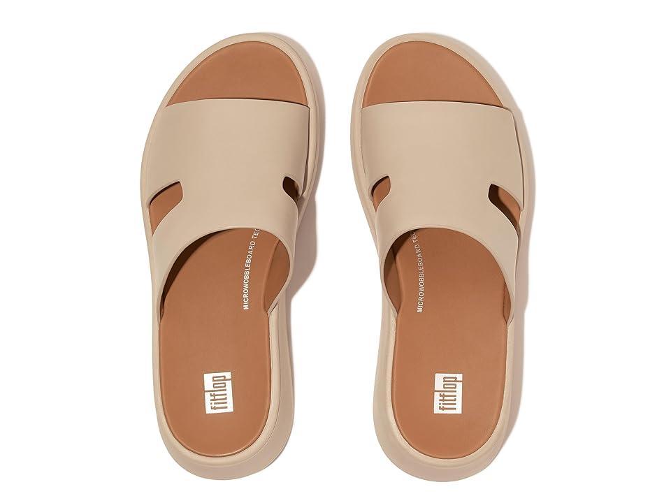 FitFlop F-Mode Raw-Edge Leather Flatform H-Bar Slides (Stone Beige) Women's Sandals Product Image