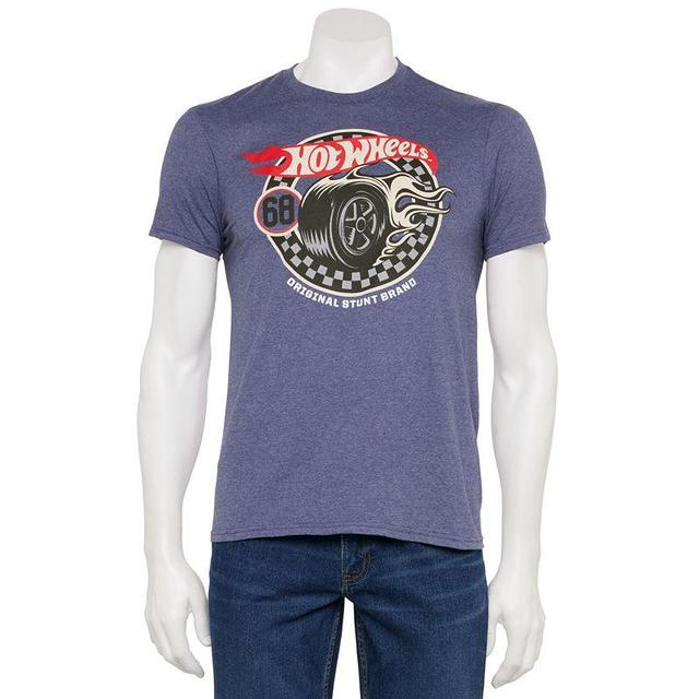 Mens Hot Wheels Original Stunt Brand Graphic Tee Navy Grey Product Image