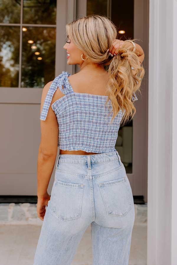 Pep Rally Smocked Top In Blue Product Image