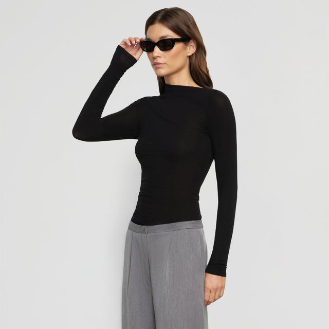 Vittoria Asymmetric-Neck Semi-Sheer Ruched Tee Product Image