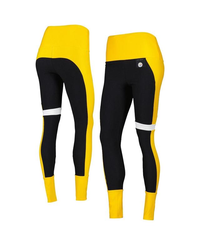 Womens Kiya Tomlin Black Pittsburgh Steelers Colorblock Tri-Blend Leggings - Black Product Image