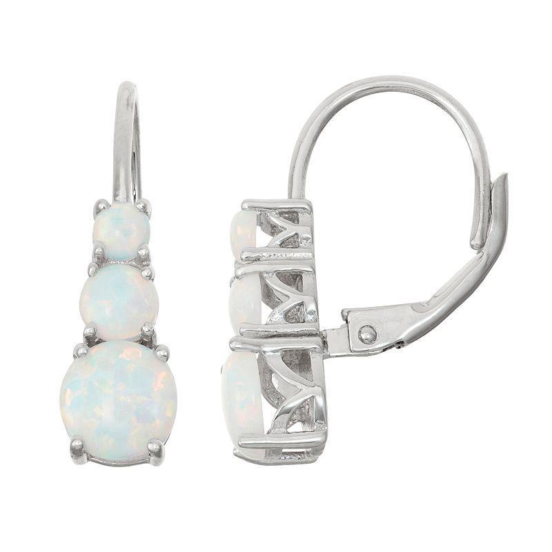 Designs by Gioelli Sterling Silver Lab-Created Opal Graduated Drop Earrings, Womens Product Image