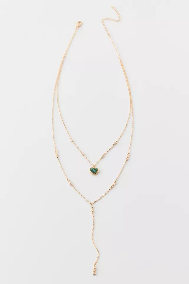 Heart Lariat Layered Necklace Product Image