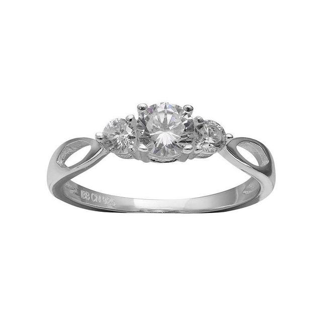 PRIMROSE Sterling Silver Cubic Zirconia 3-Stone Ring, Womens Grey Product Image