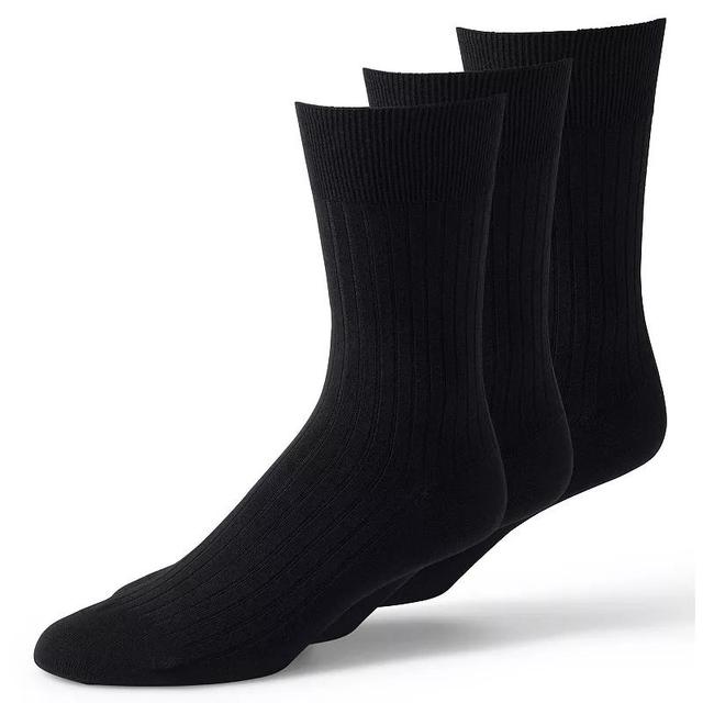 Mens Lands End Seamless-Toe Cotton 3-Pack Dress Socks Rich Brown Product Image