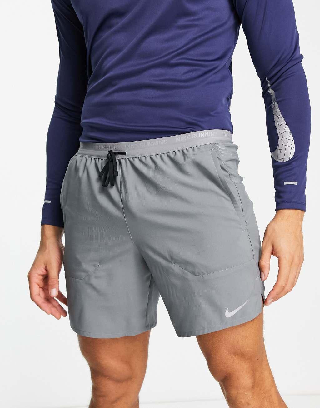 Nike Running Stride 7 inch shorts in gray Product Image