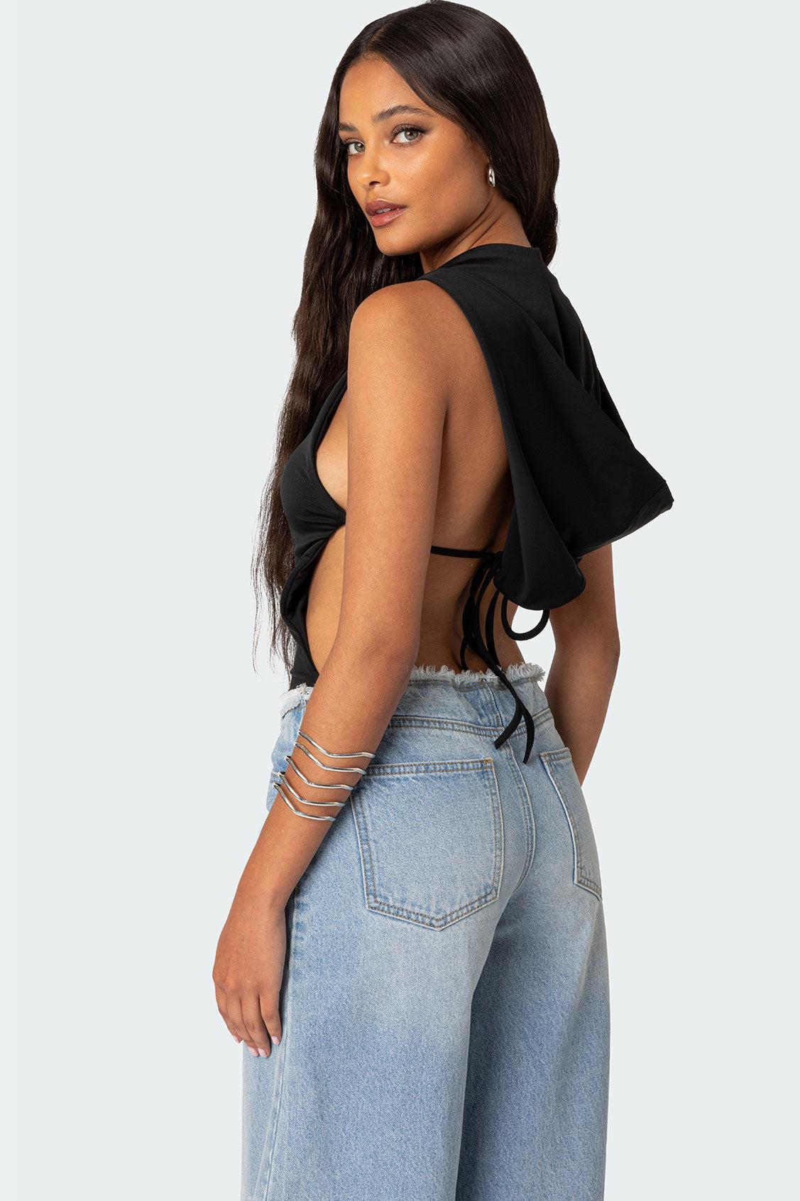 Hooded Open Back Bodysuit Product Image