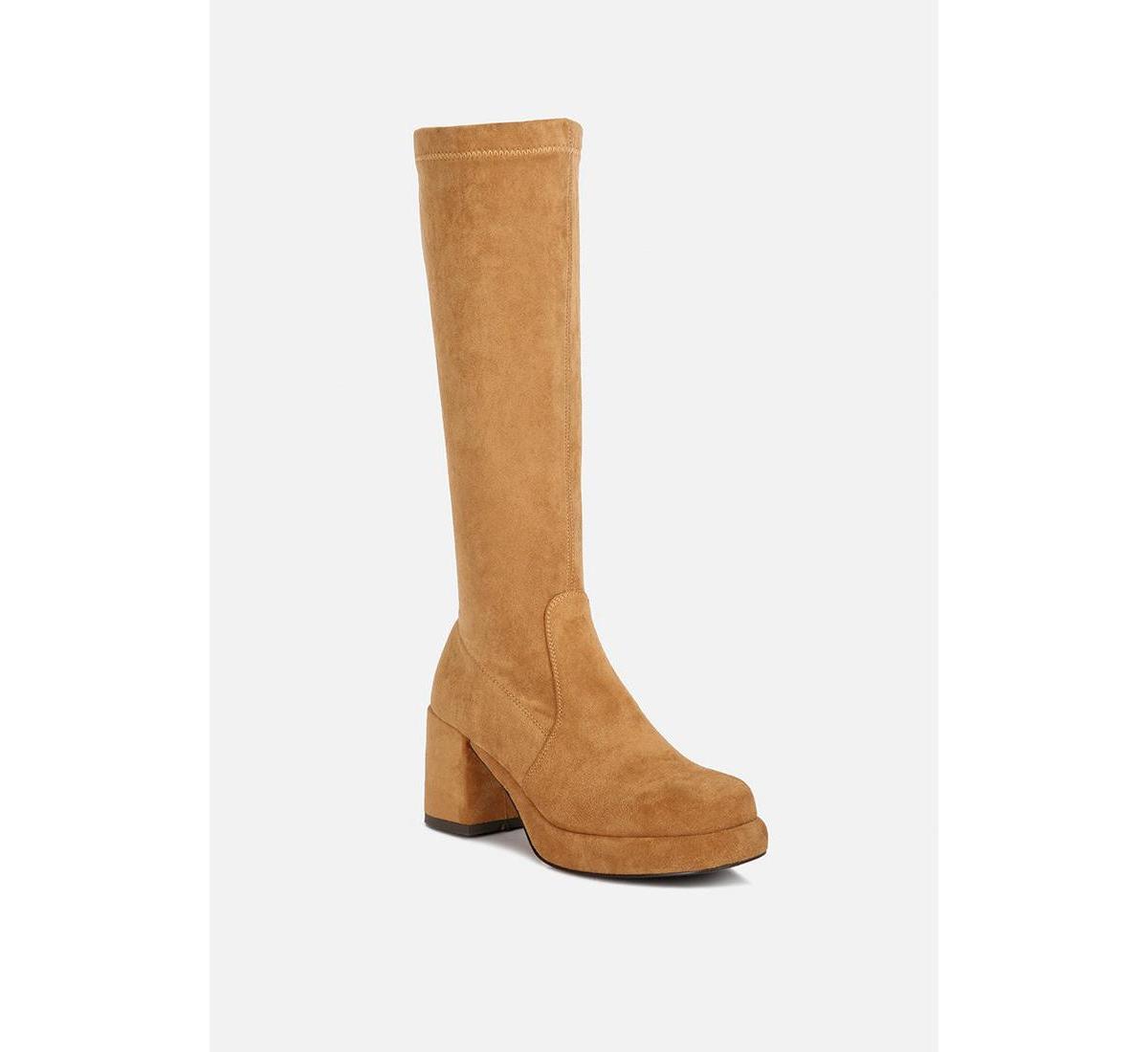 Morpin Womens Stretch Suede Calf Boots Product Image