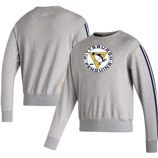 Mens adidas Heathered Gray Pittsburgh Penguins Team Classics Vintage Pullover Sweatshirt Product Image