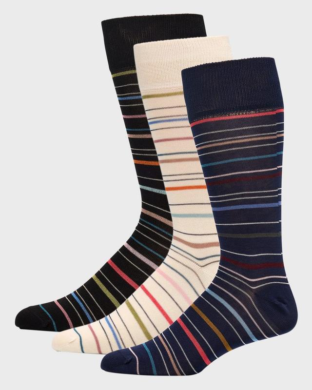 Mens 3-Pack Pencil Stripe Crew Socks Product Image