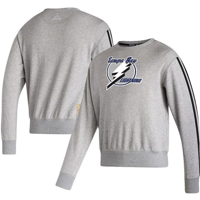 Mens adidas Heathered Gray Tampa Bay Lightning Team Classics Vintage-Like Pullover Sweatshirt Product Image