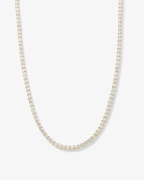 Grand Heiress Tennis Necklace 18" - Gold|White Diamondettes Product Image