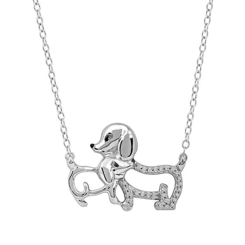 DeCouer 1/10 Carat T.W. Diamond Dog & Puppy Necklace, Womens Rose Gold Tone Product Image