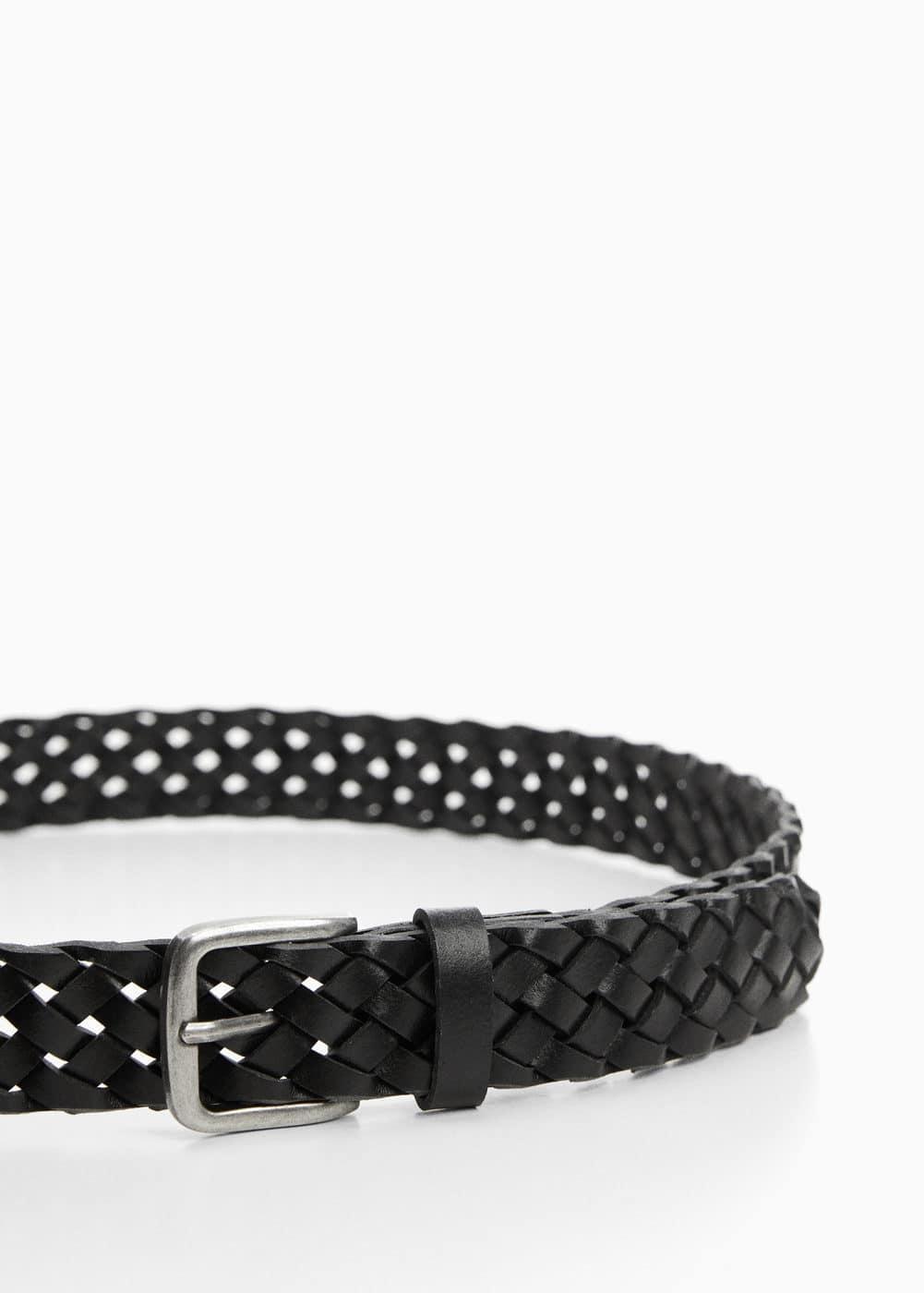 MANGO MAN - Braided leather belt blackMen Product Image