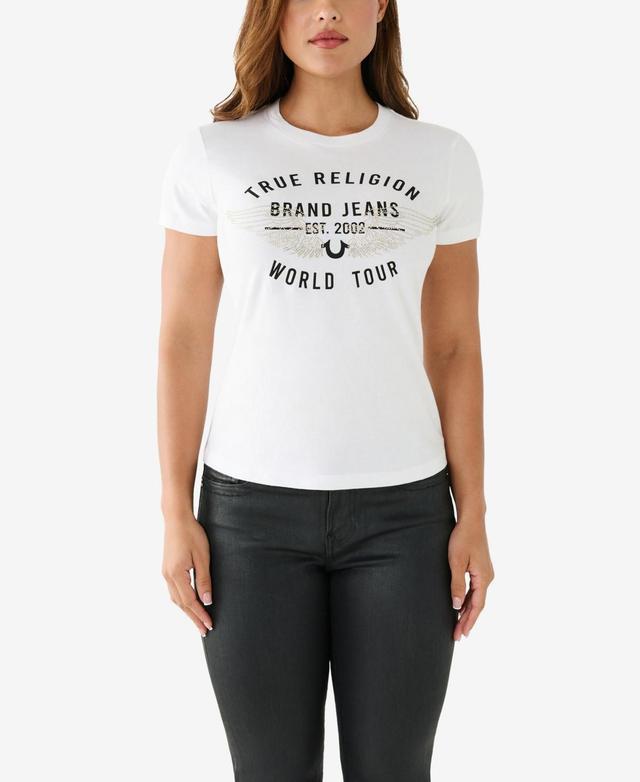 True Religion Womens Short Sleeve Retro Crystal Slim Crew T-shirt Product Image