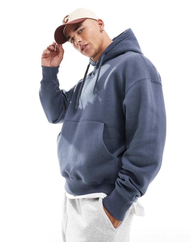 Pull&Bear basic hoodie in blue Product Image