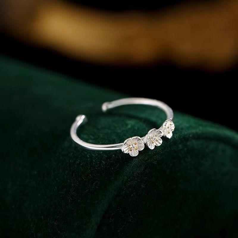 925 Sterling Silver Flower Open Ring Product Image