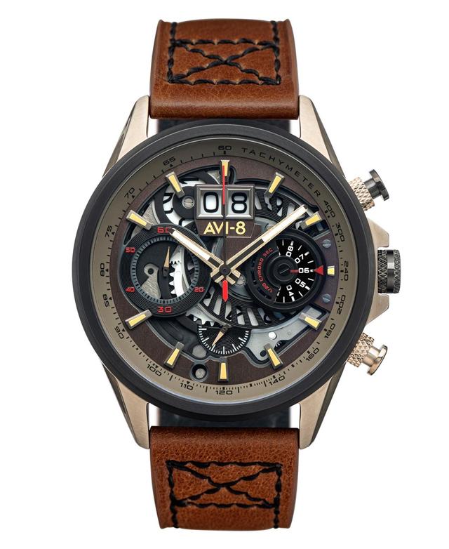 Avi-8 Mens Hawker Harrier Ii Brown Genuine Leather Strap Watch Product Image