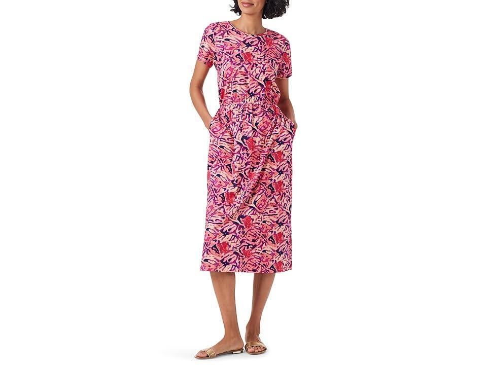 Womens Blurred Floral Cotton Midi-Dress Product Image