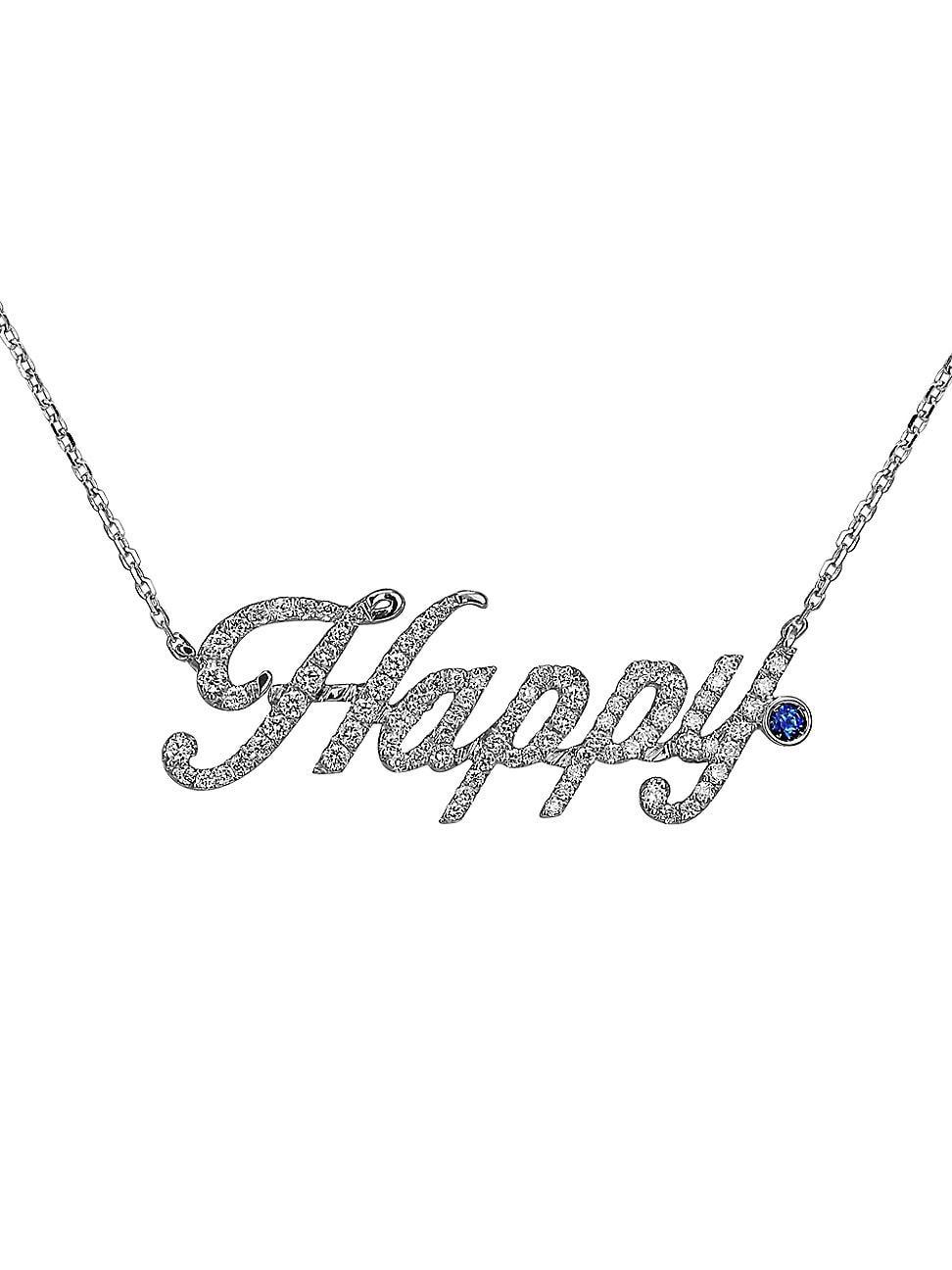 Womens Sentiments 18K White Gold, 0.43 TCW Diamond Happy Necklace Product Image