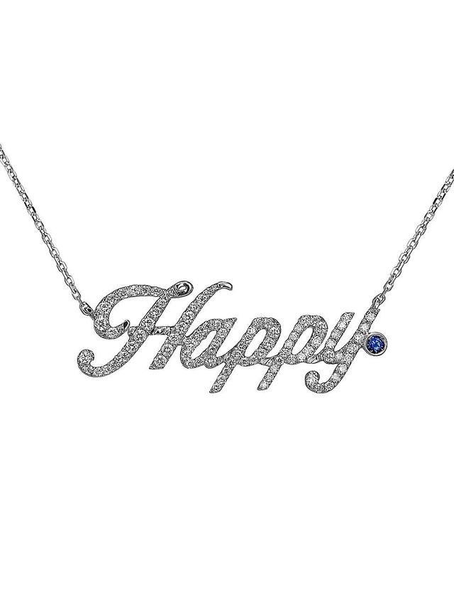 Womens Sentiments 18K White Gold, 0.43 TCW Diamond Happy Necklace Product Image