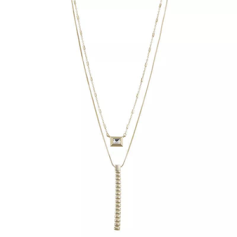 Womens Nine West Gold Tone Double Strand Necklace, Clear Product Image