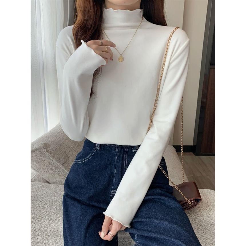 Long Sleeve Mock Neck Plain Top Product Image