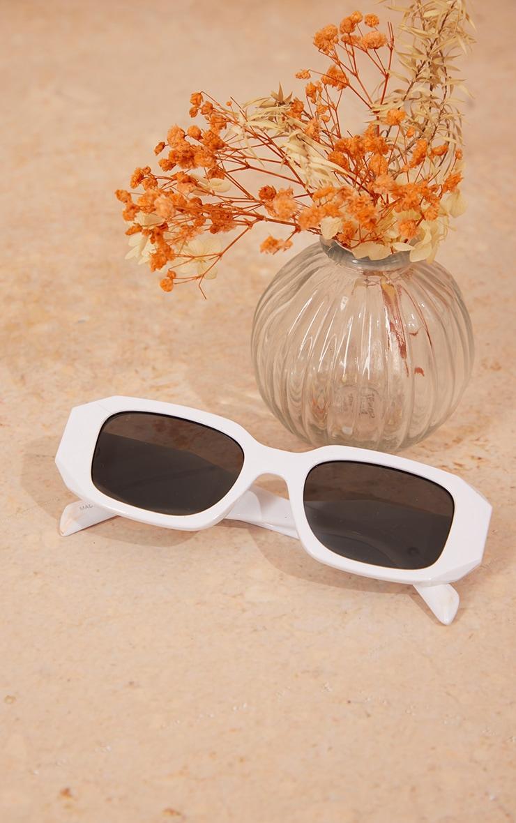 White Diamond Detail Rectangular Frame Sunglasses Product Image