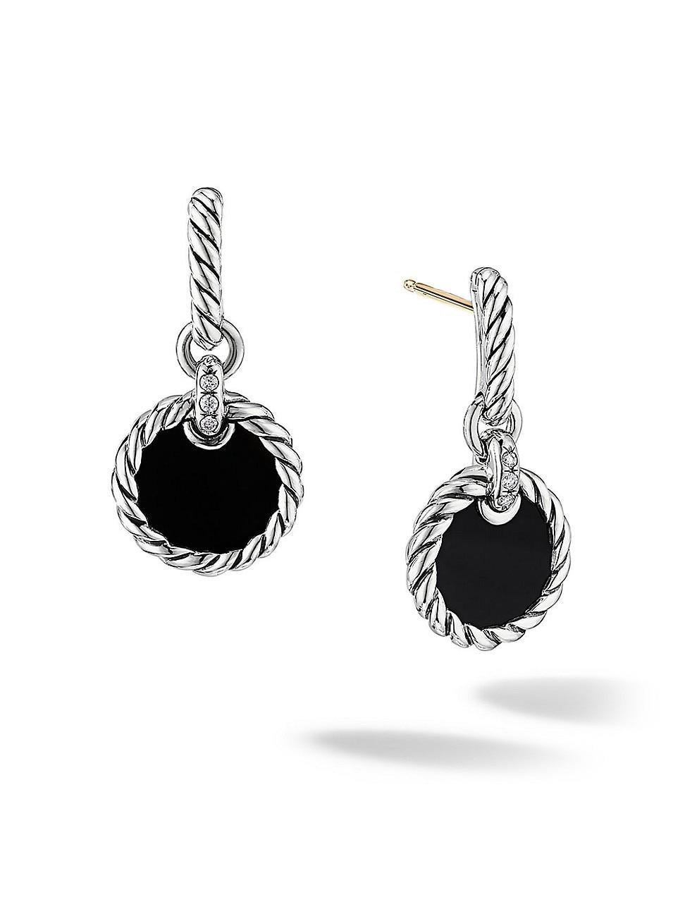 Womens DY Elements Drop Earrings with Black Onyx and Pav Diamonds Product Image