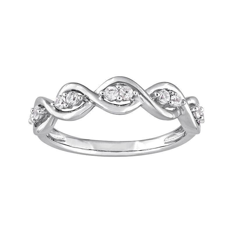 Stella Grace 14k White Gold White Sapphire Wavy Ring, Womens 14k Whgold Product Image