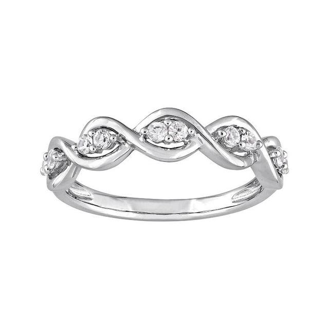 Stella Grace 14k White Gold White Sapphire Wavy Ring, Womens Product Image