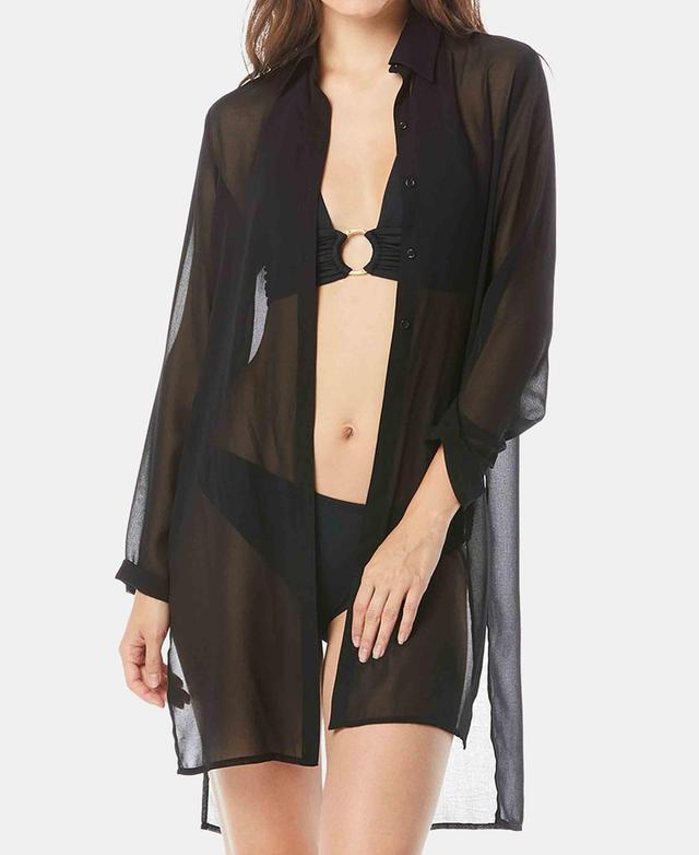 Carmen Marc Valvo Tie-Front Shirt Cover-Up Product Image