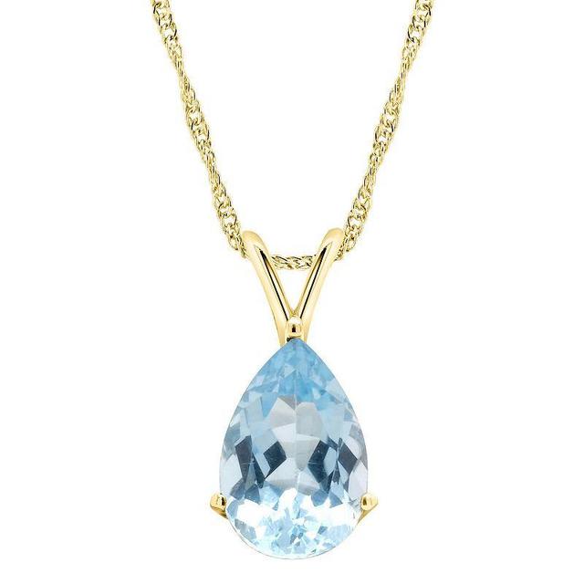 Alyson Layne 14k Gold Pear Cut Sky Blue Topaz Pendant Necklace, Womens Product Image