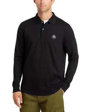 Moncler Logo Patch Long Sleeve Cotton Polo Product Image