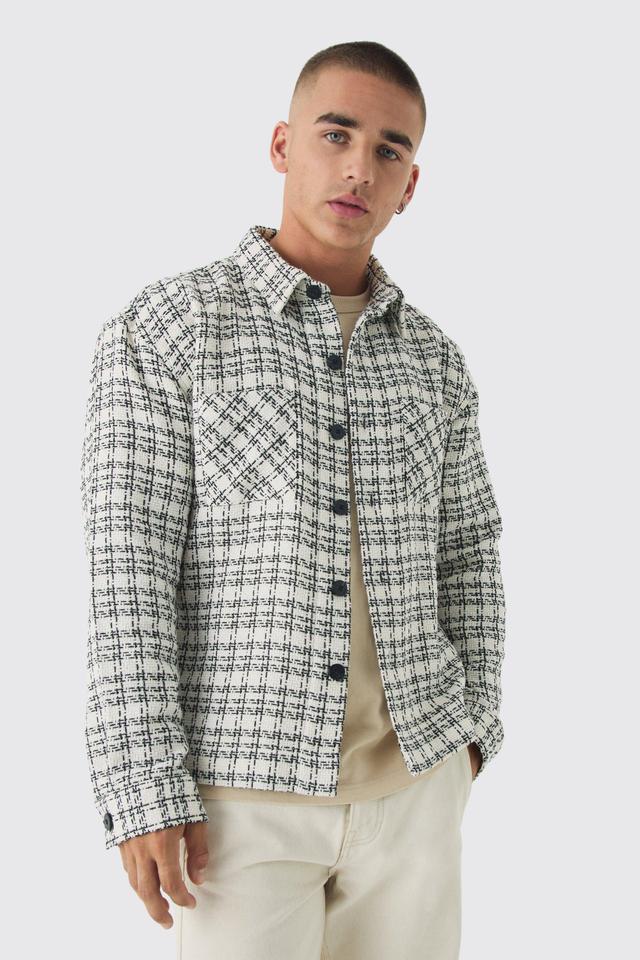 Regular Boucle Check Overshirt | boohooMAN USA Product Image