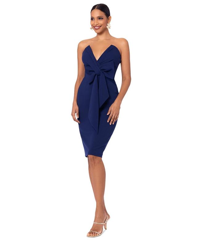 Women's Strapless Bow-Front Scuba Crepe Dress Product Image