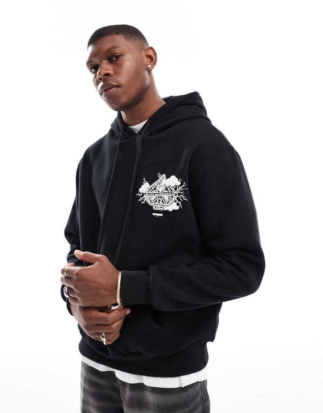 Sixth June printed motif hoodie in black Product Image