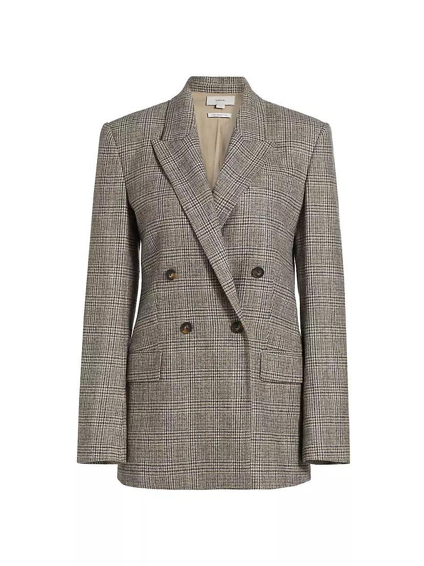 Plaid Wool-Blend Double-Breasted Blazer Product Image