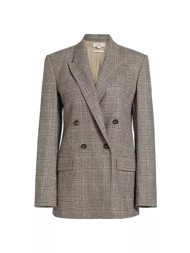 Plaid Wool-Blend Double-Breasted Blazer Product Image