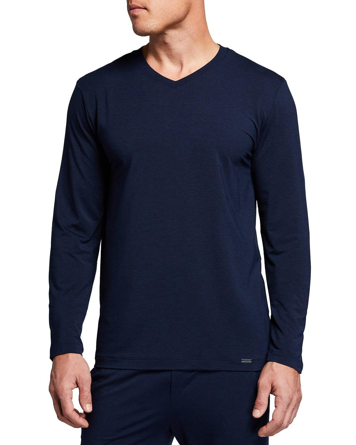 Mens Casuals V-Neck Long-Sleeve T-Shirt Product Image