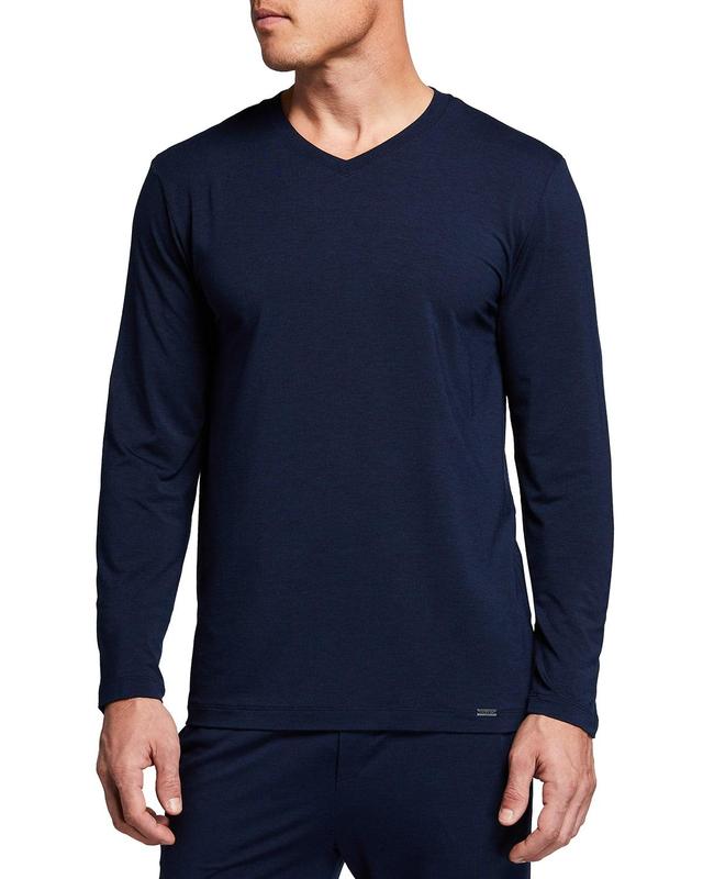 Mens Casuals V-Neck Long-Sleeve T-Shirt Product Image